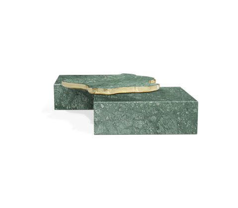 Luxury Sculptural Coffee Table Black & White High-Gloss Marble Finish