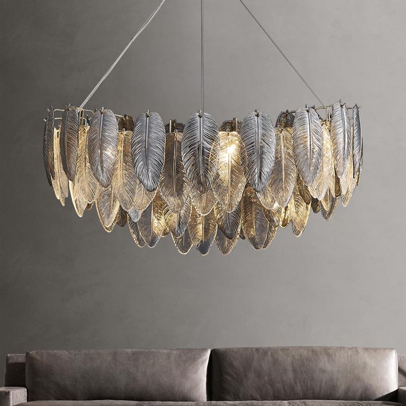 Housegent Leaves Luxury feather glass chandelier