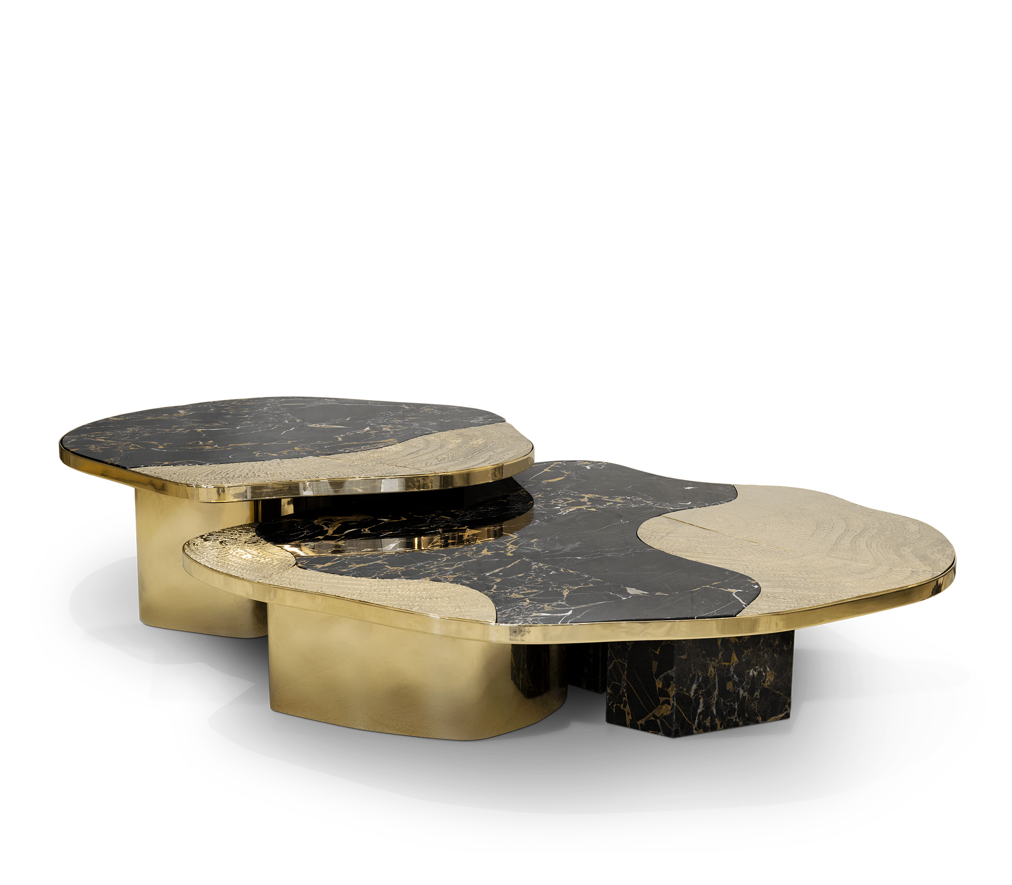 Stone Marble Black Sculptural Form Coffee Table