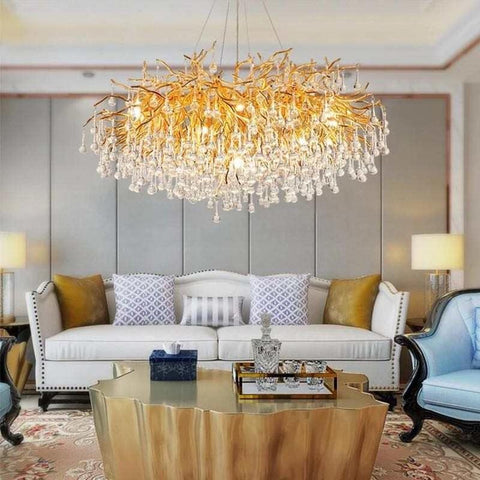 Housegent Tree Branch Kala Gold Branch Crystal Chandelier