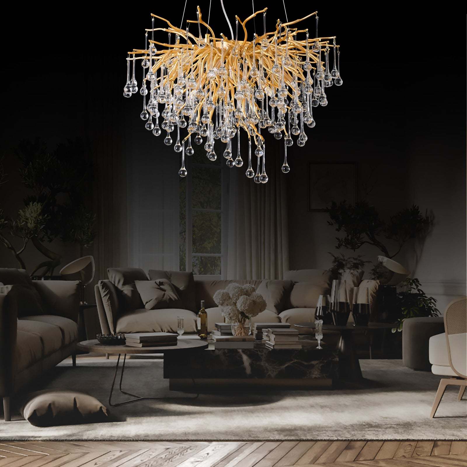 Housegent Modern Crystal Small Raindrop Chandelier