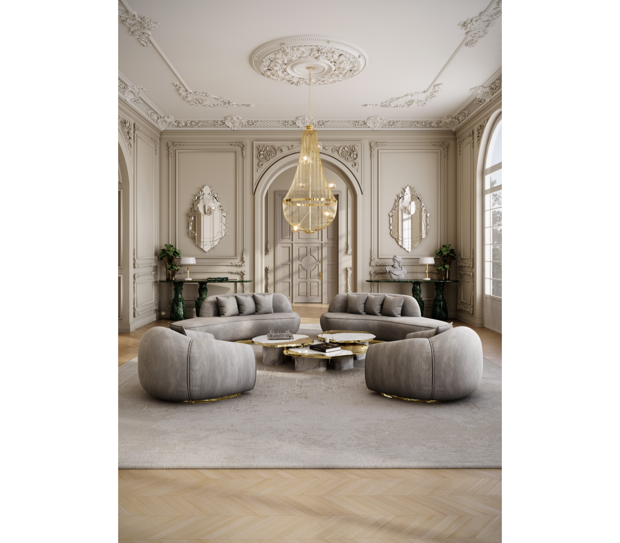 Stone Marble Black Sculptural Form Coffee Table