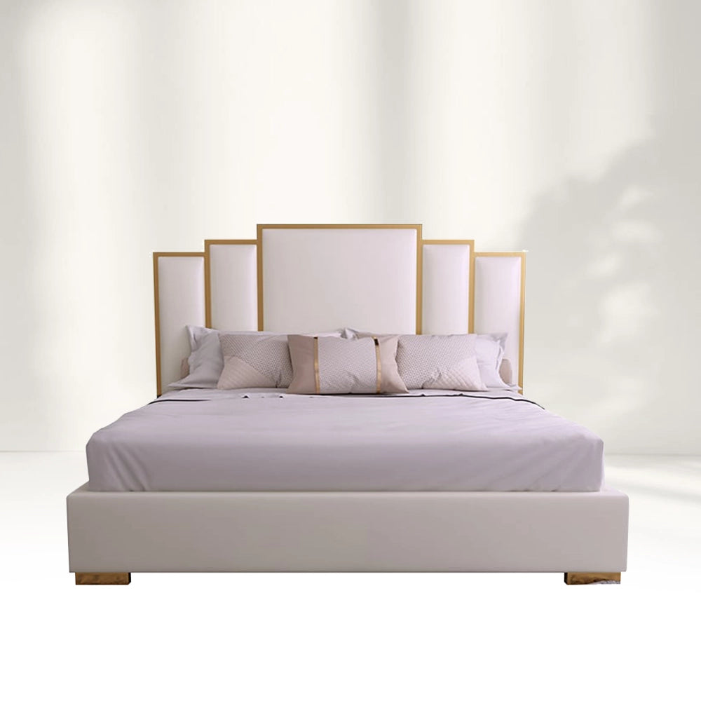 Geometric White Bed