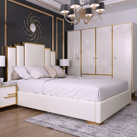 Geometric White Bed