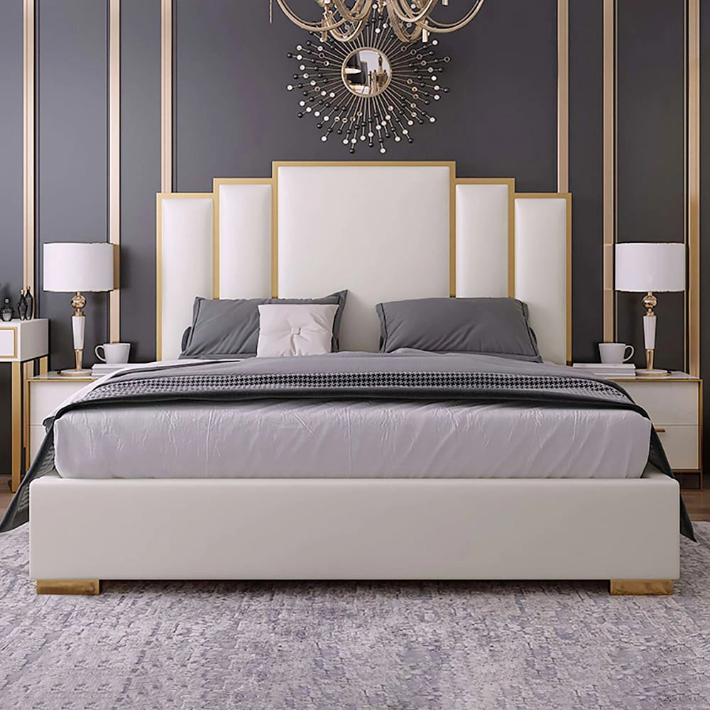 Geometric White Bed