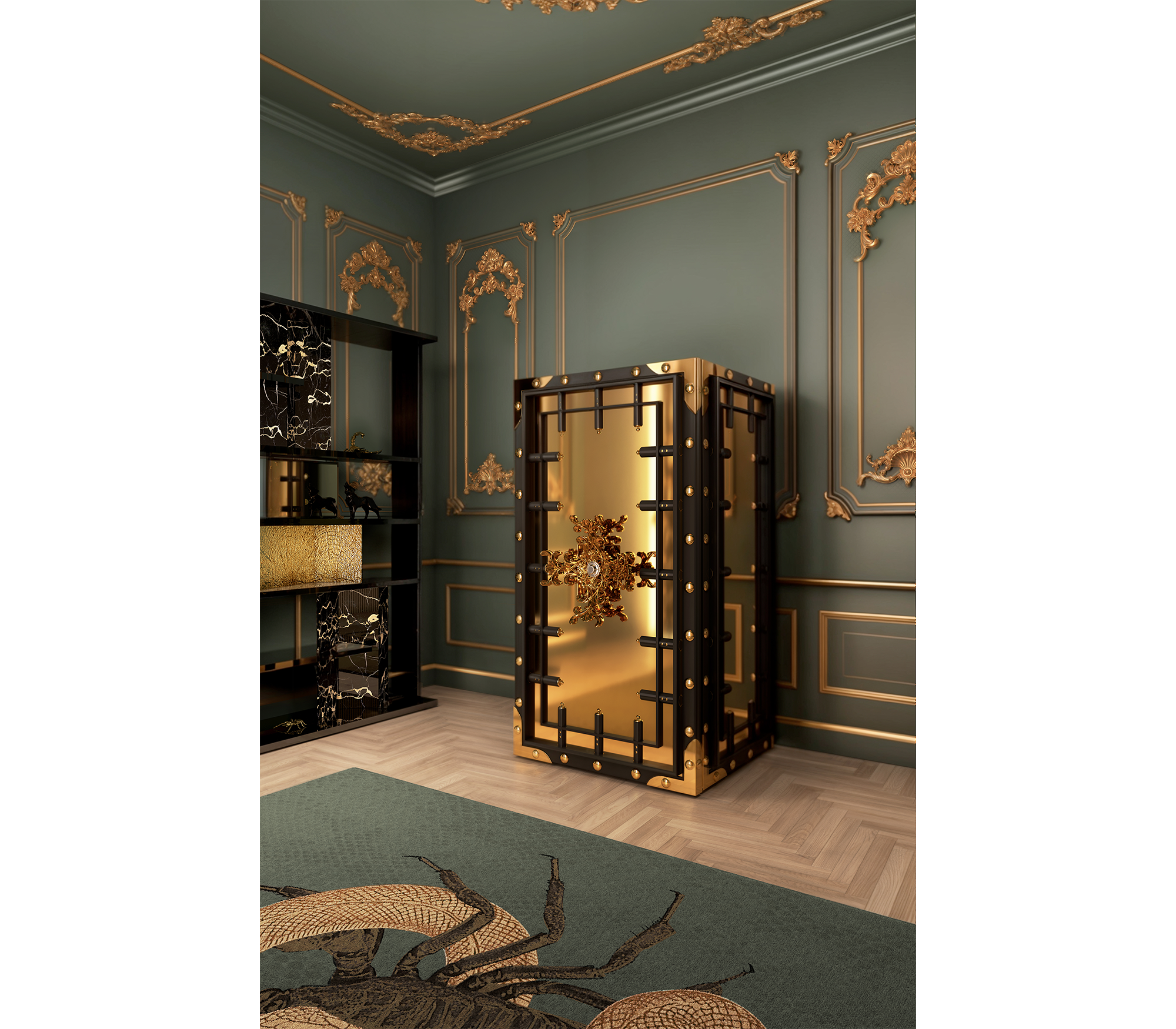 High-Security Vault Safe with Watch Winders and Gold-Plated
