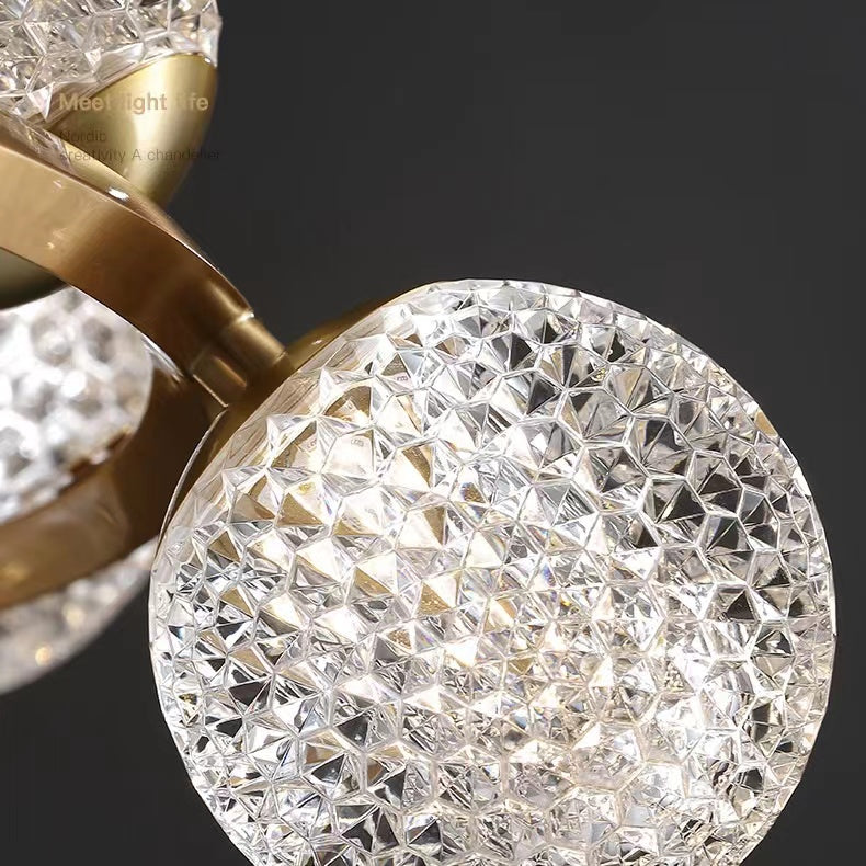 Modern Crystal Chandelier| Molecular Ceiling Fixtures Light|Crystal Brass Finish Chandelier