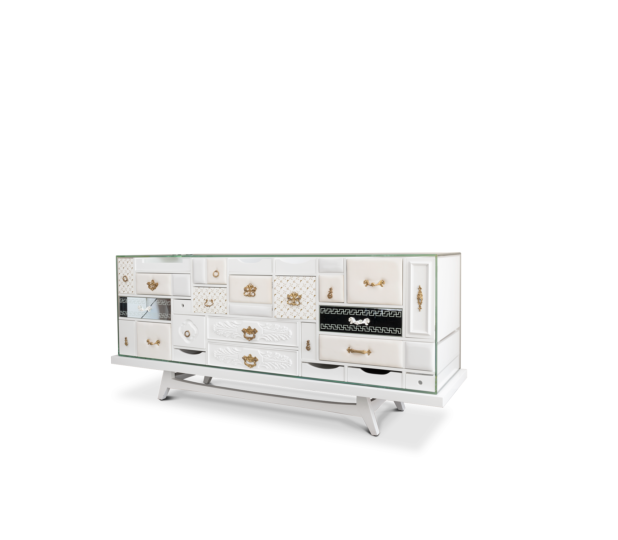 Black Hidden Storage Sculptural Form Sideboard