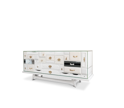 Black Hidden Storage Sculptural Form Sideboard