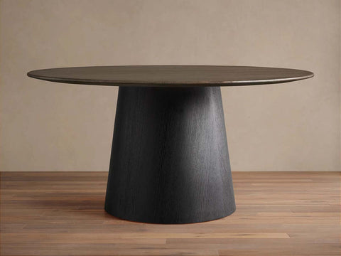Saint Germain Round Oak Top Dining Table with Natural Wood Toulouse Base