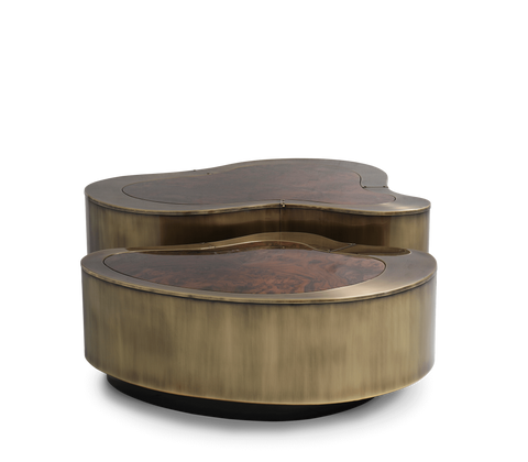 Brass Sculptural Form Coffee Table Living Room
