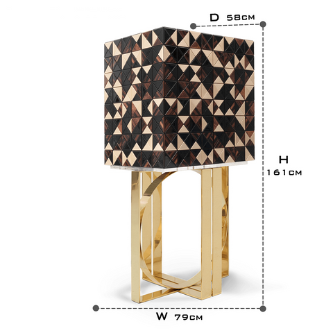 Mirrored Lacquer Black Bar Cabinet