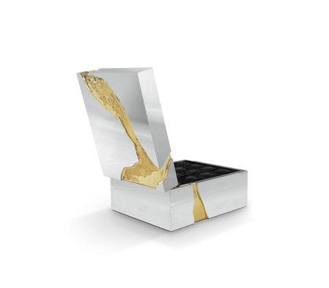 Lapiaz Watch Box with Polished Stainless Steel and Watch