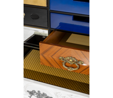 Patchwork Wood Sideboard Buffet Cabinet with Hidden Storage