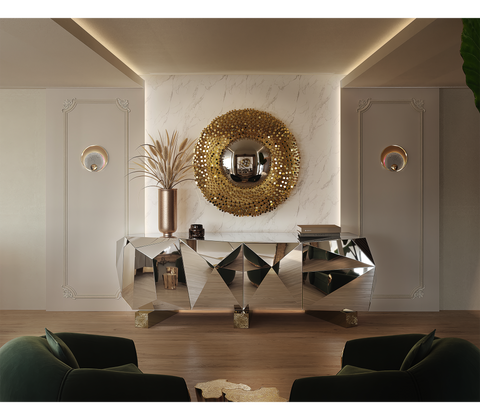 Hidden Storage Faceted Design Sideboard