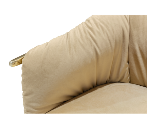 Brass Fabric Gold Sculptural Form Armchair