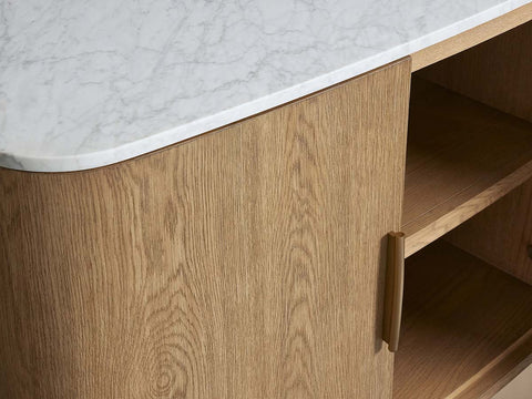 Danny Marble Top Sideboard Oak Wood Buffet Buffet Table Cabinet Country Entryways TV Cabinet