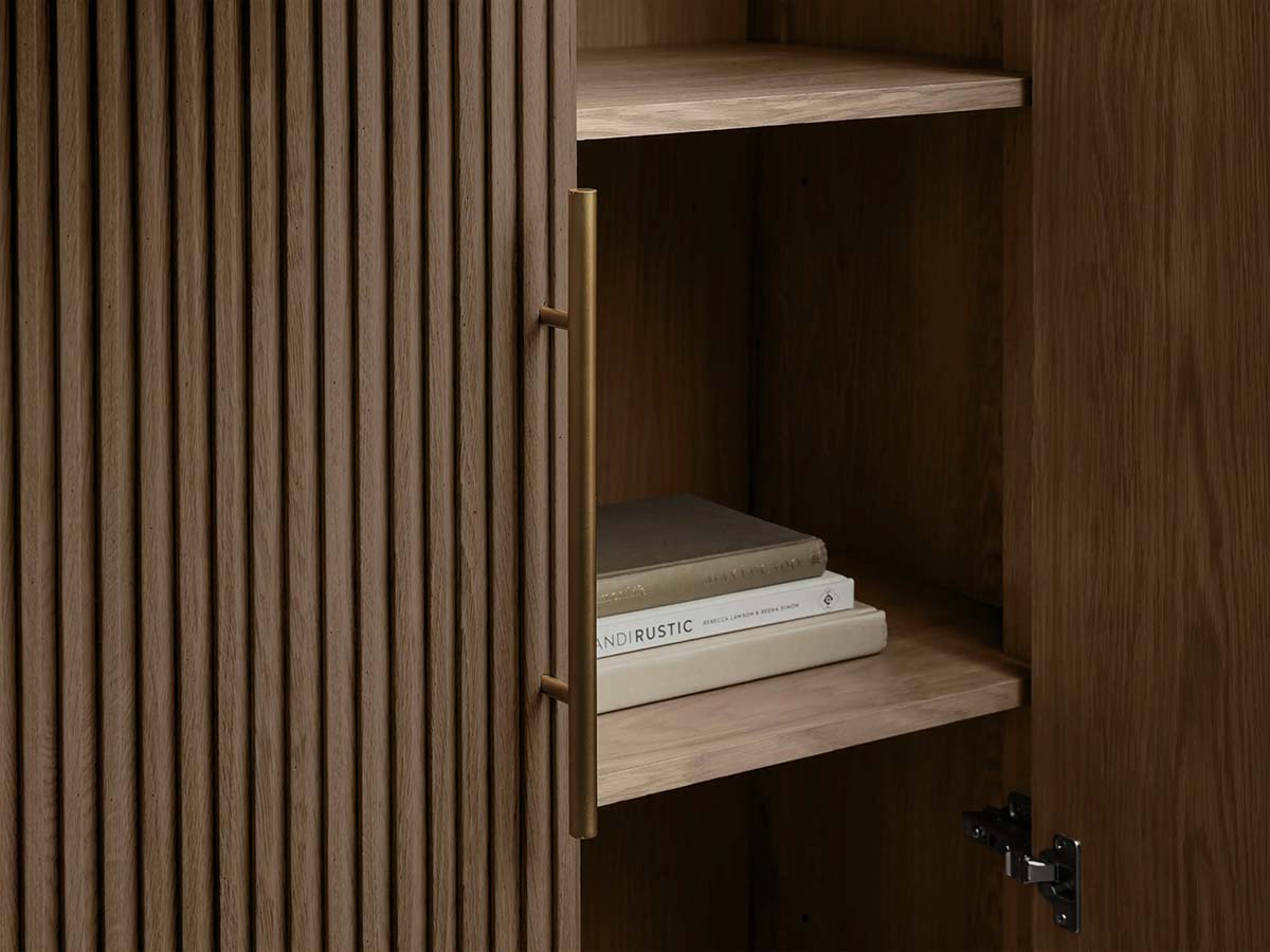 Finnley Minimalist Modern Tall Cabinet with Doors for Living Room Storage