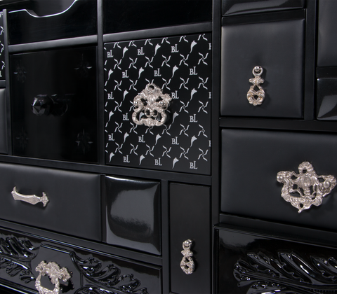 Black Hidden Storage Sculptural Form Sideboard