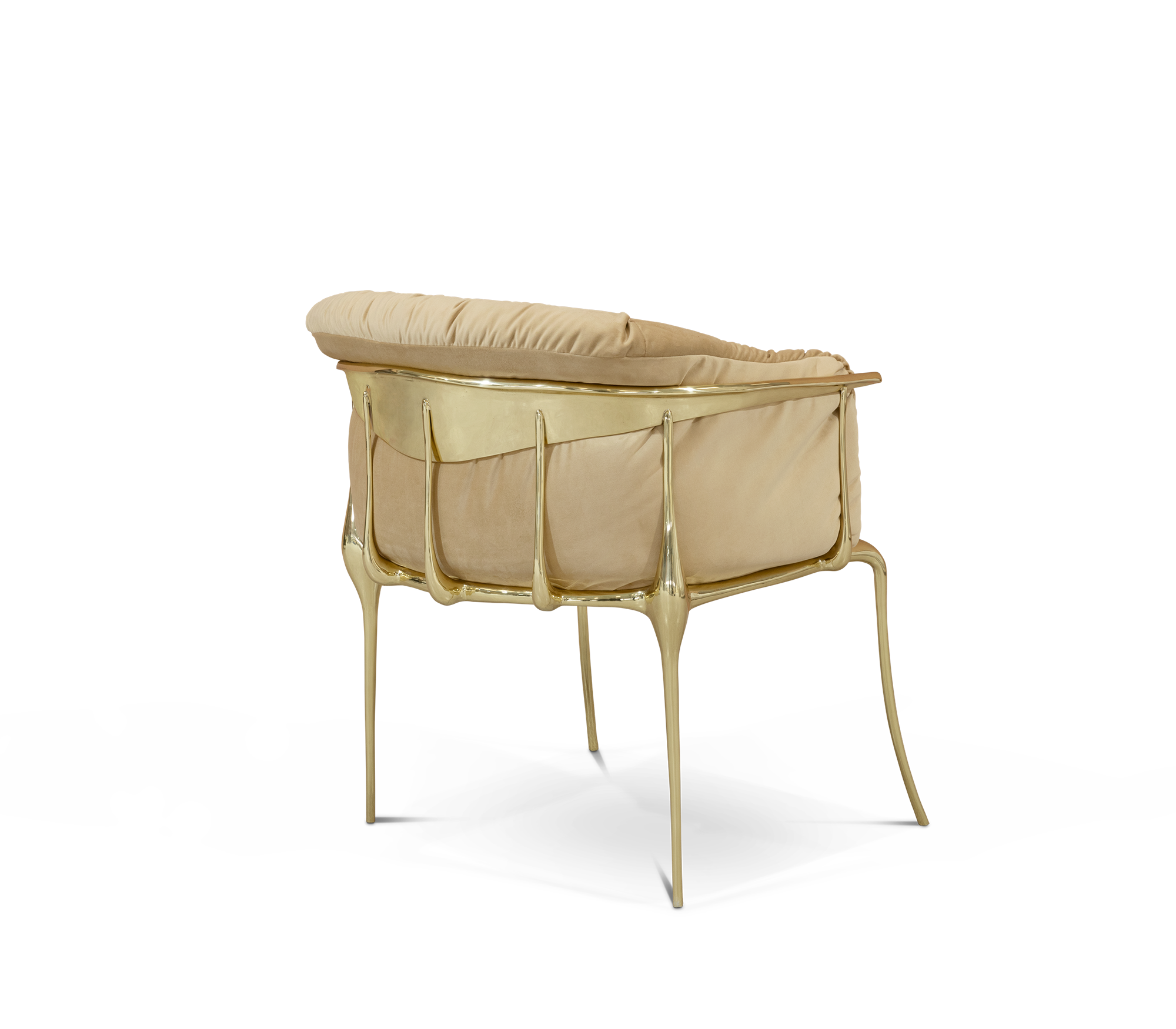 Brass Fabric Gold Sculptural Form Armchair