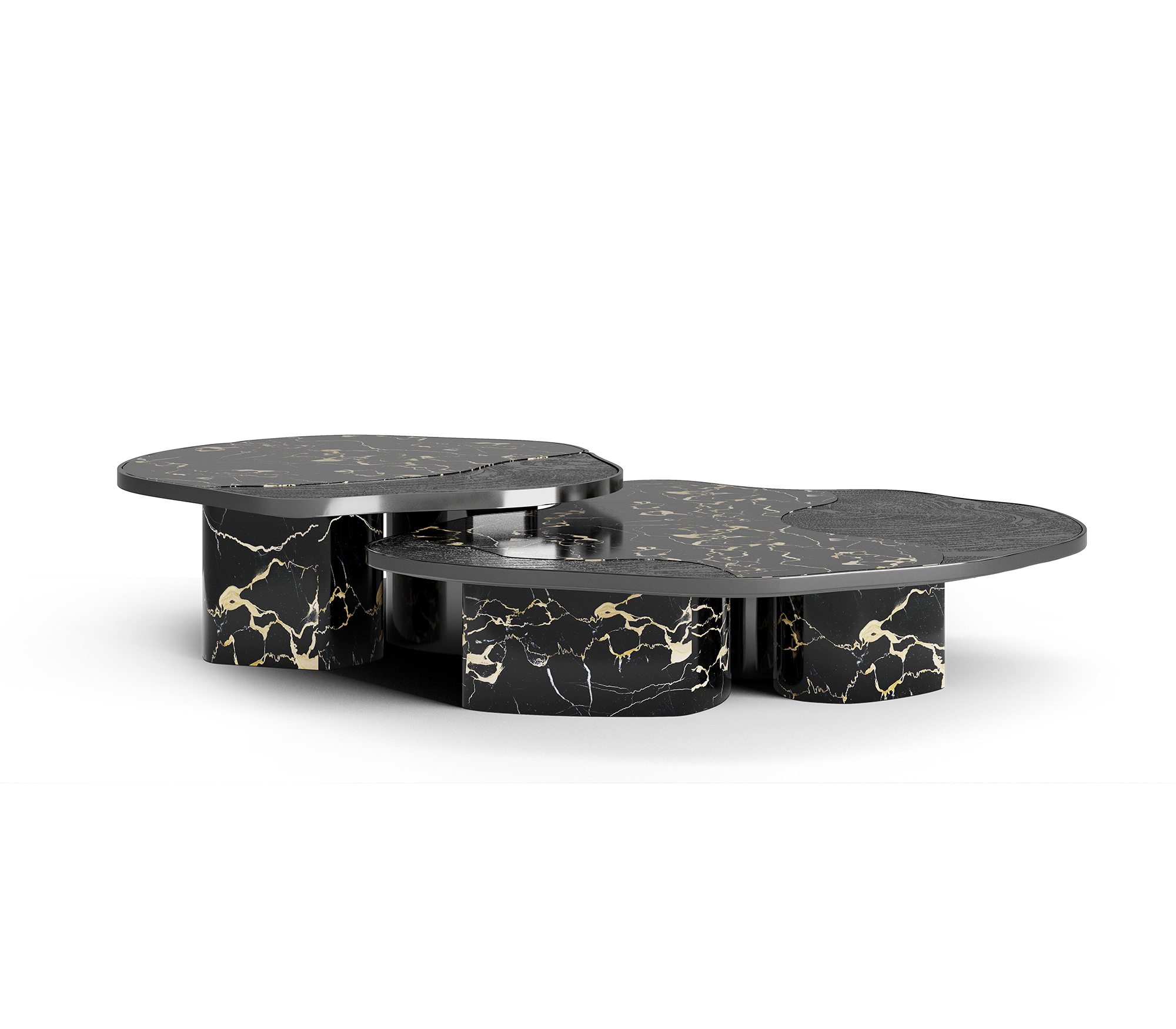 Stone Marble Black Sculptural Form Coffee Table