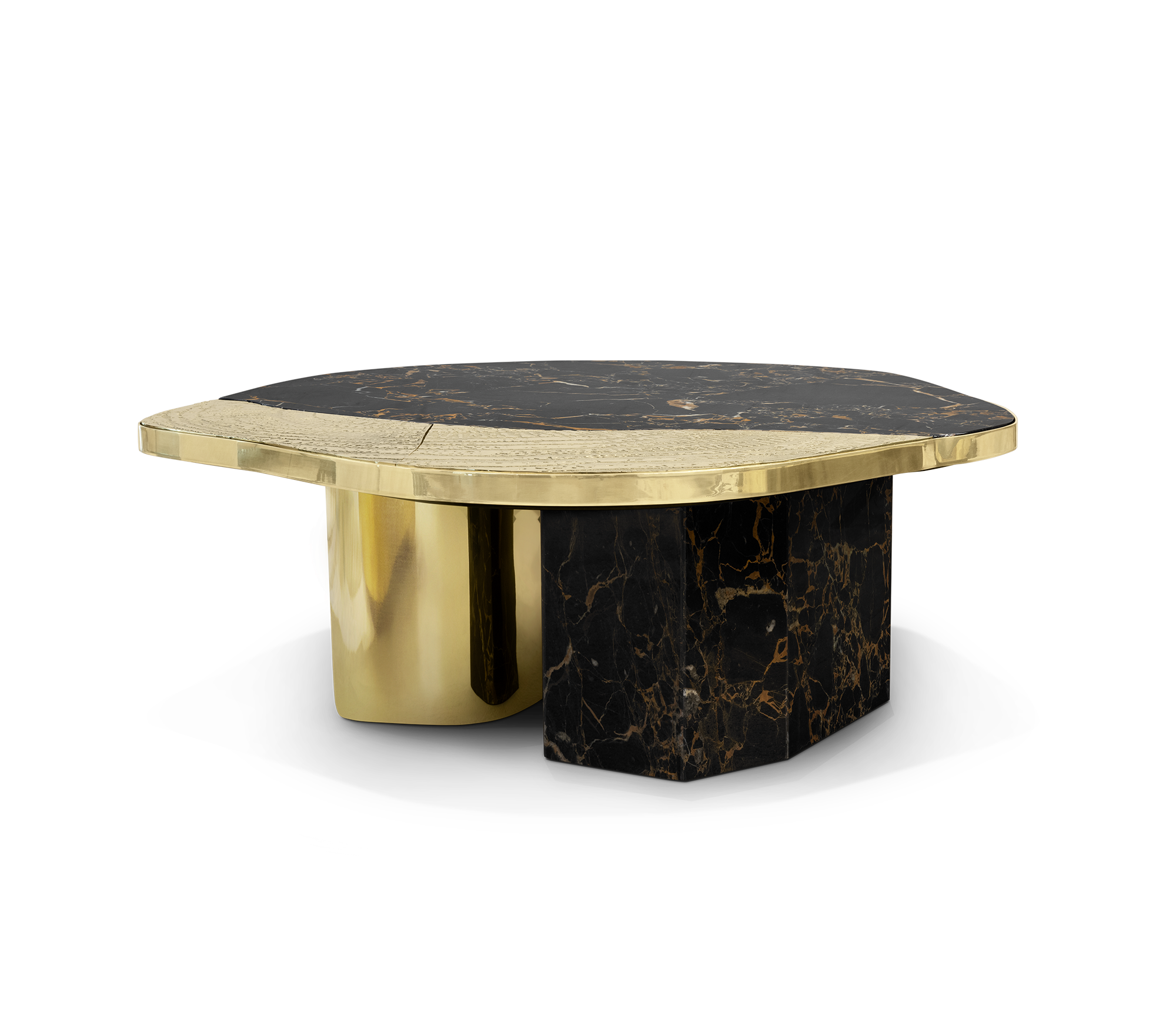 Stone Marble Black Sculptural Form Coffee Table