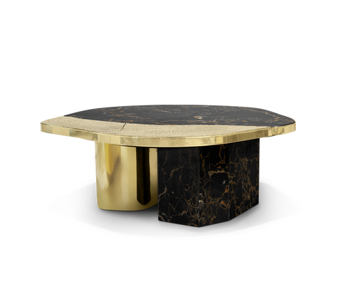 Stone Marble Black Sculptural Form Coffee Table