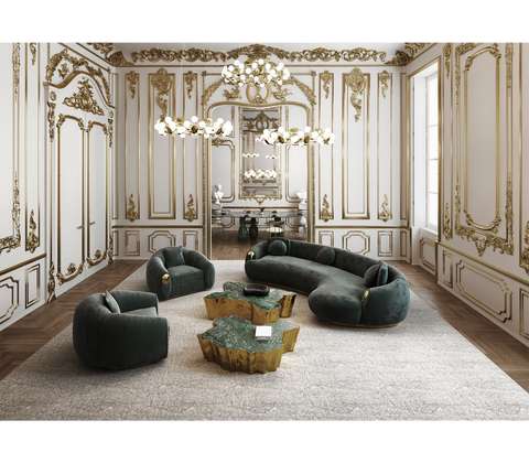 Brass Leather Sculptural Form Armchair