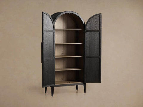 Hattie Oak Living Room Tall Display Cabinet Wood Office Bookcase Dining Sideboard