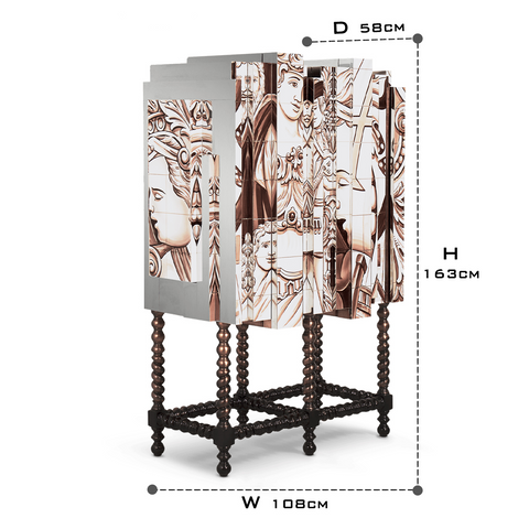 Mahogany Mirrored Cabinet for Living Room