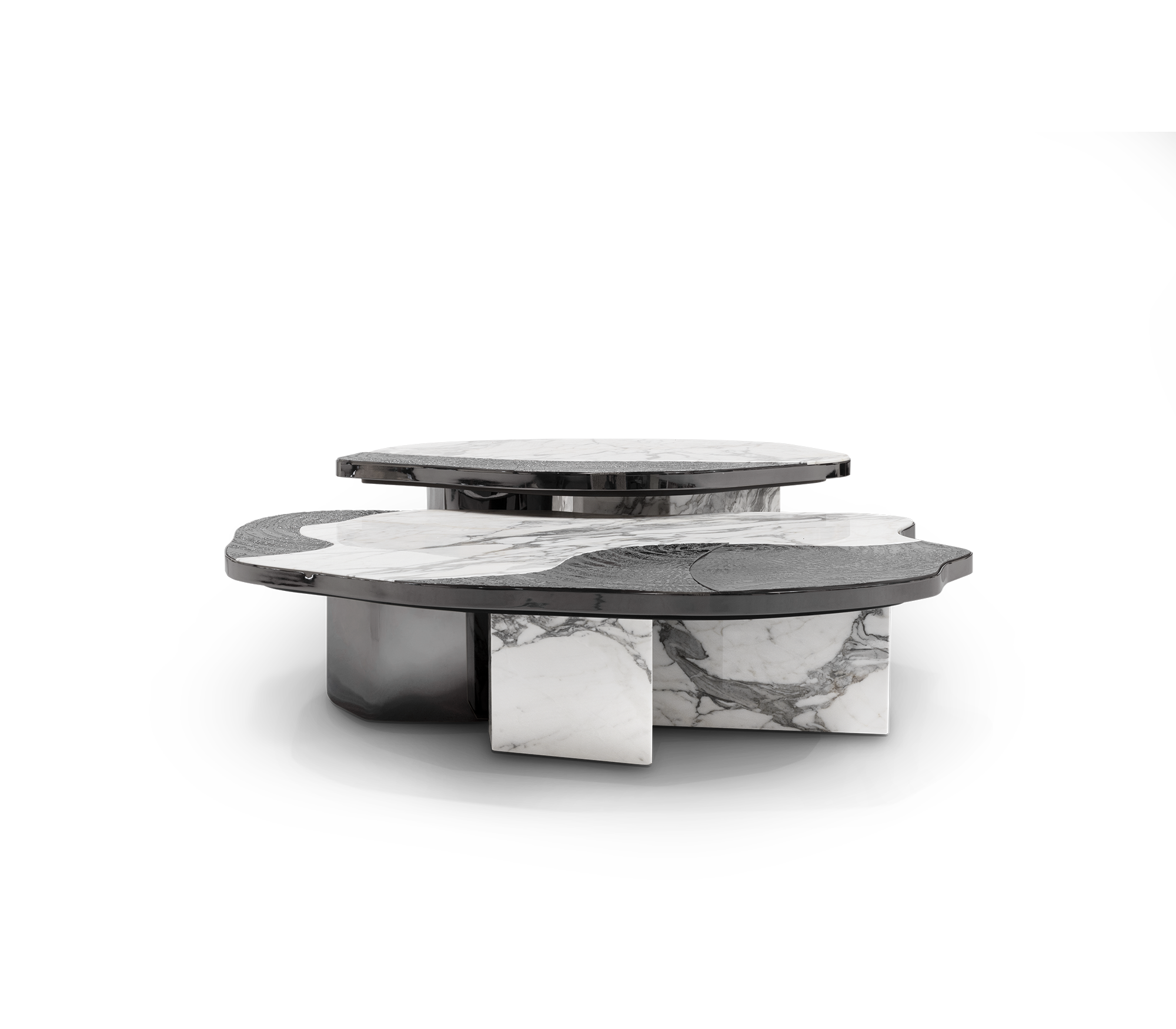 Stone Marble Black Sculptural Form Coffee Table