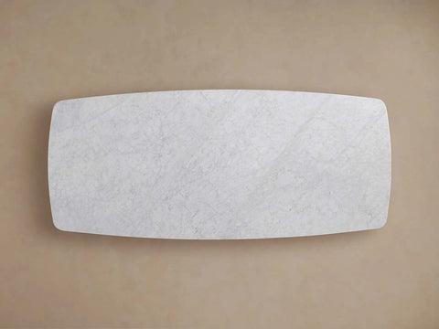 Saint Germain Natural Stone Marble Dining Table with Wood Toulouse Base