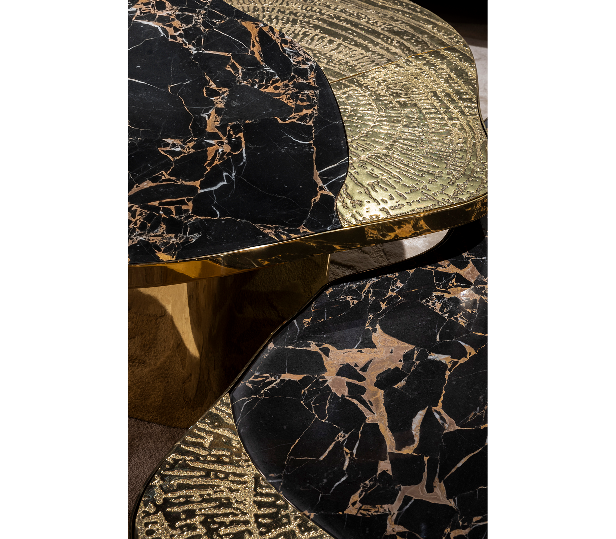 Stone Marble Black Sculptural Form Coffee Table
