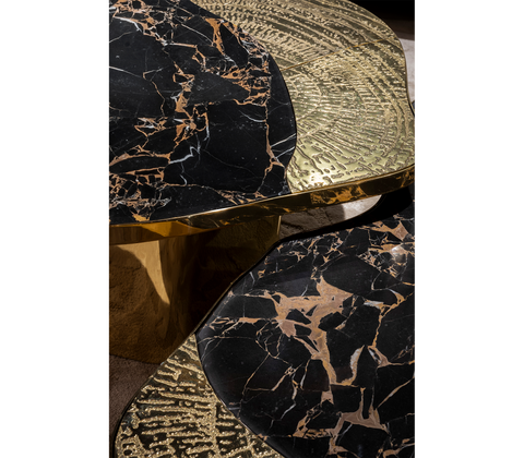 Stone Marble Black Sculptural Form Coffee Table