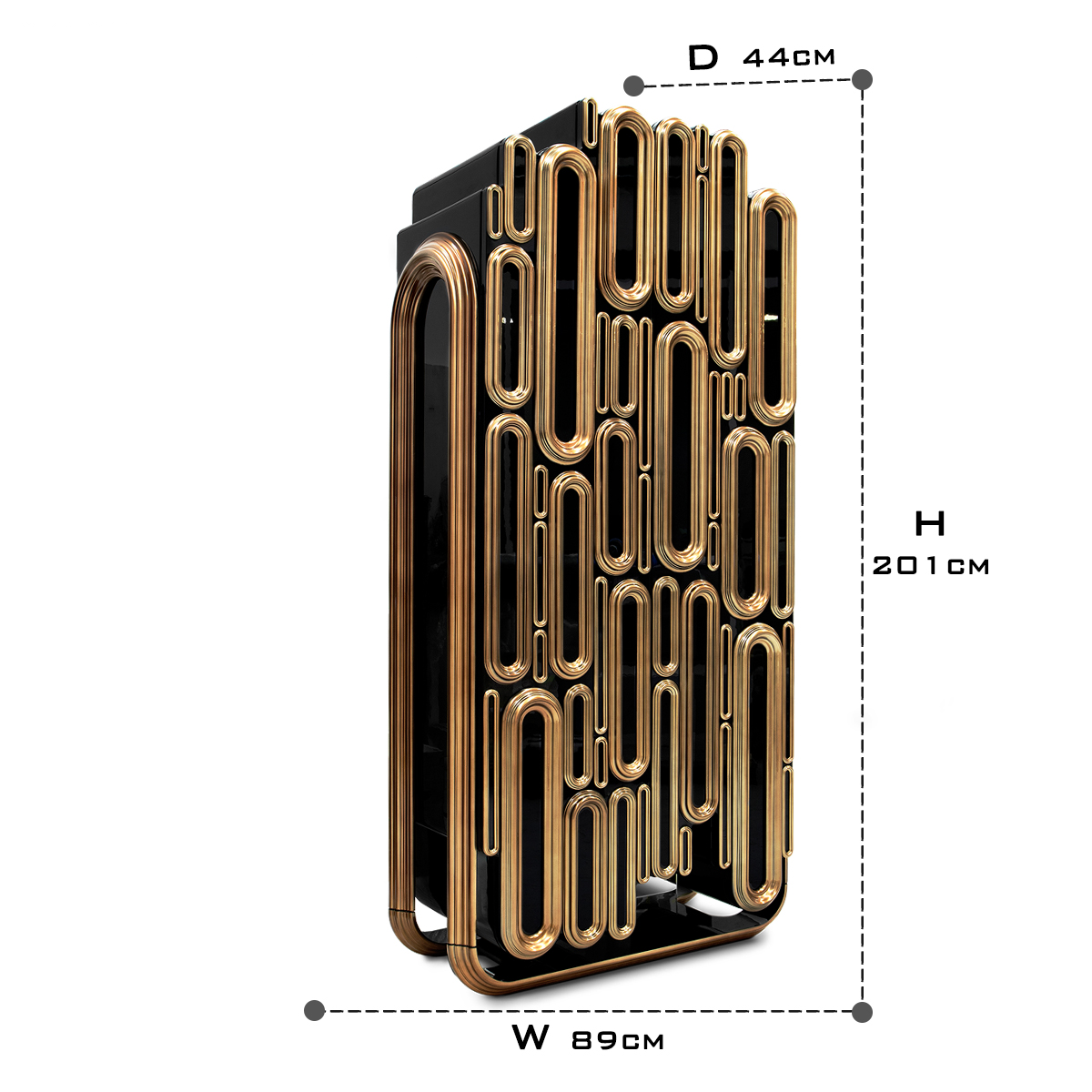 Brass Glass Hidden Storage Bar Cabinet