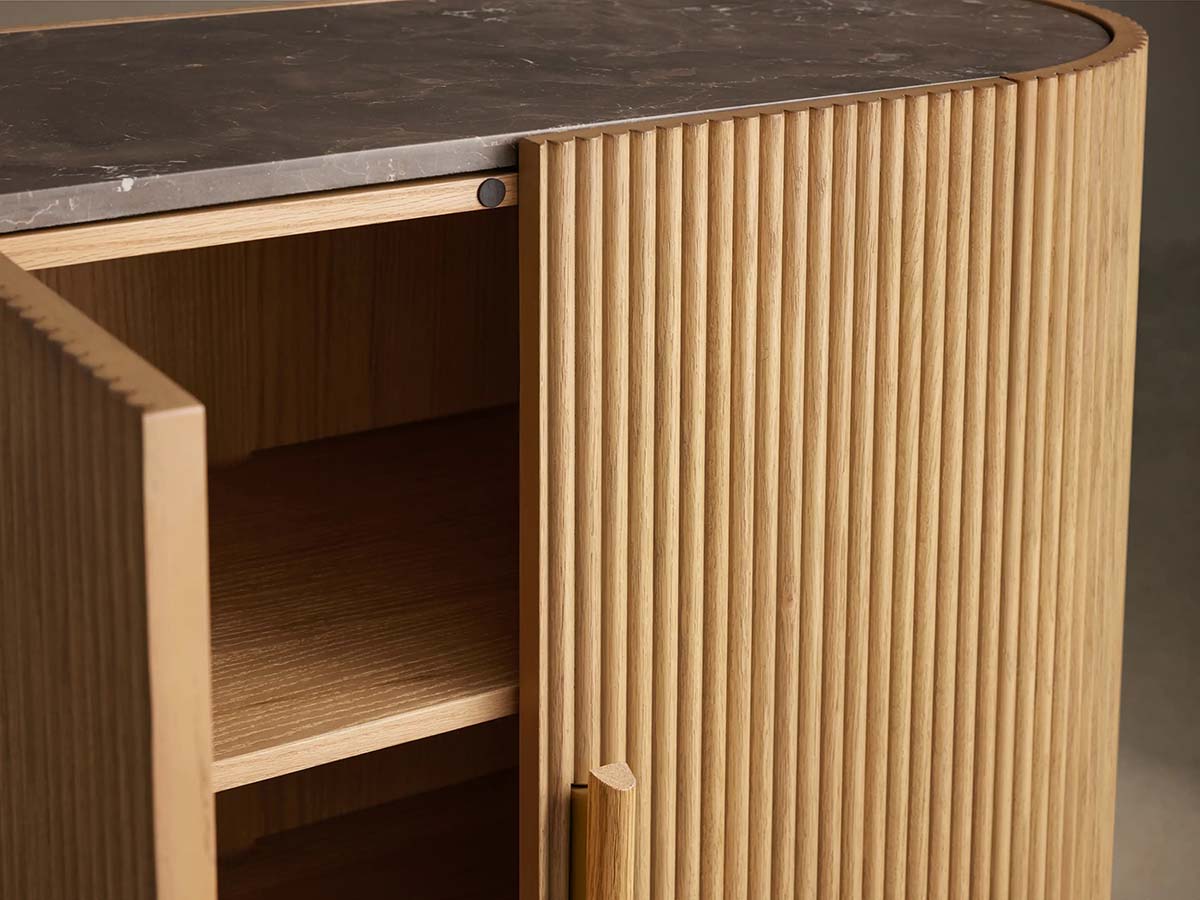 Astor Marble Top Buffet Sideboards Oak Wood Hall Chest Entrance Storage Cabinet