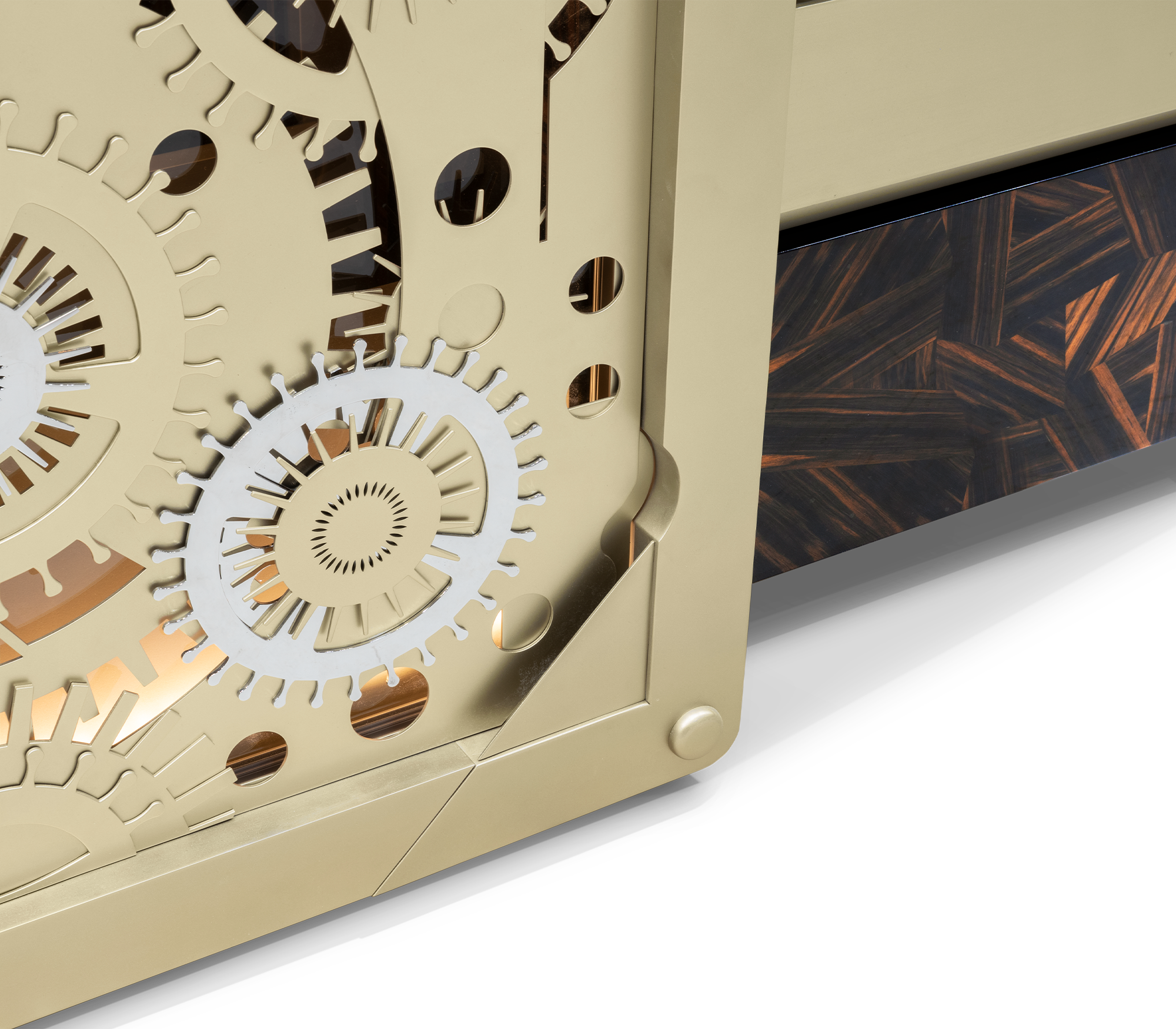 Baron Safe with Electric Opening System, Gold-Plated Brass