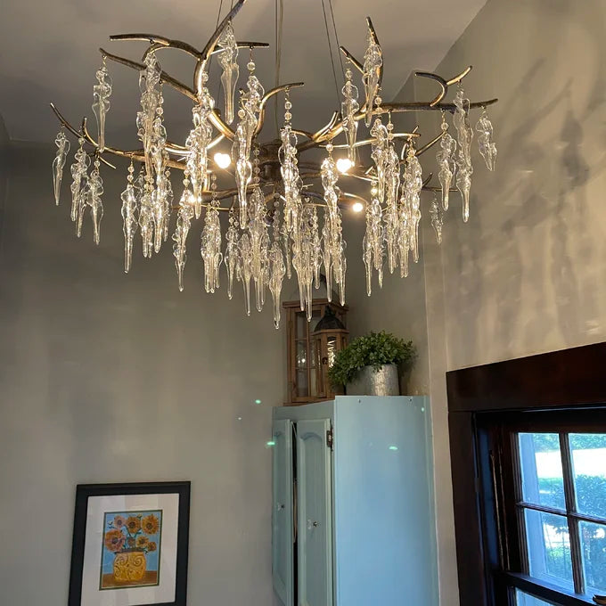 New Light Luxury Crystal Geometric Chandelier for Living Room/Dining Room/Bedroom