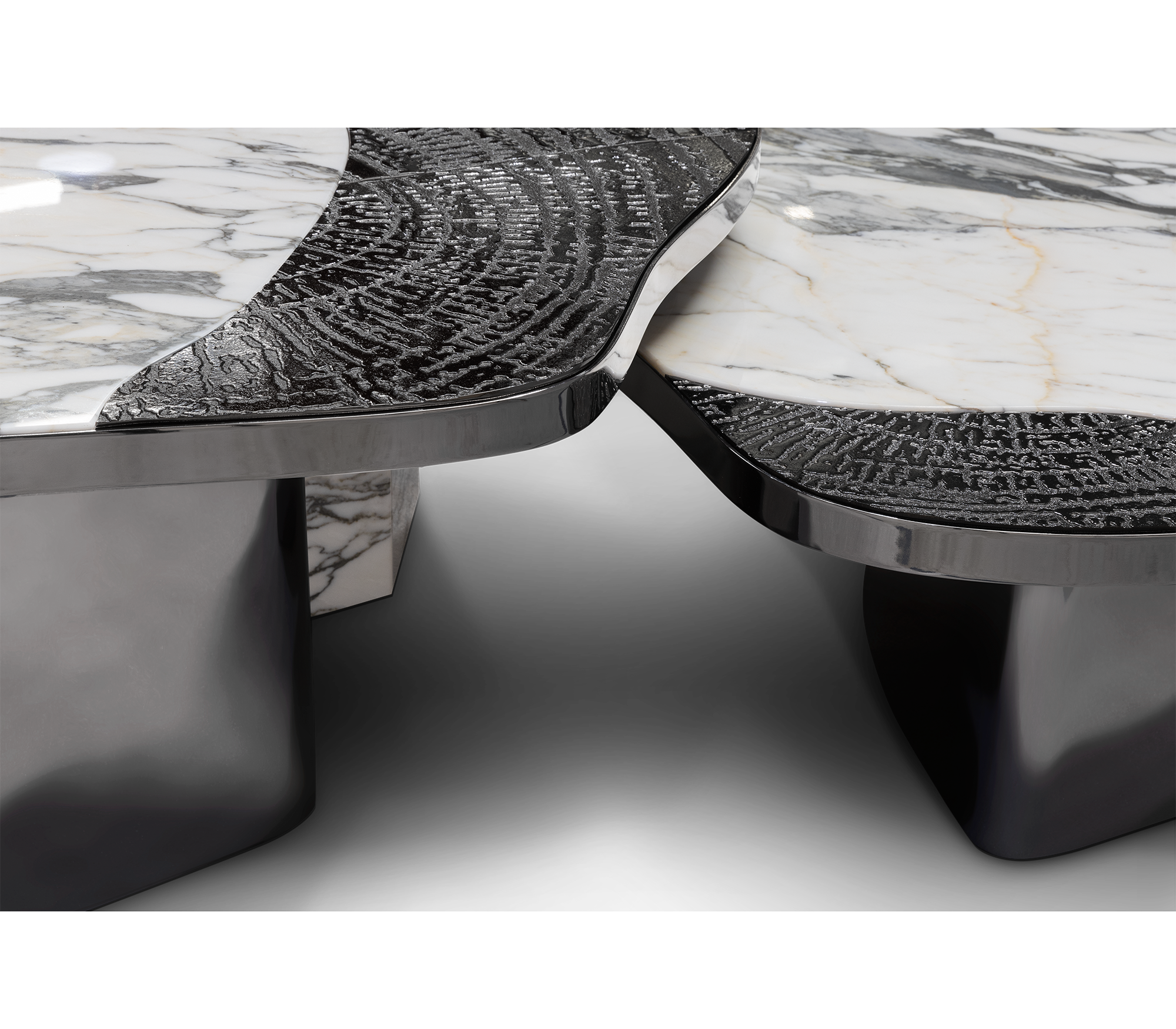 Stone Marble Black Sculptural Form Coffee Table