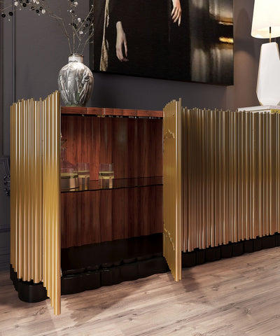 Brass Hidden Storage Sculptural Form Sideboard