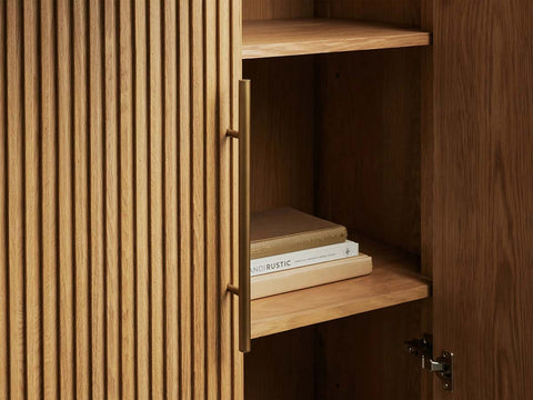 Finnley Minimalist Modern Tall Cabinet with Doors for Living Room Storage
