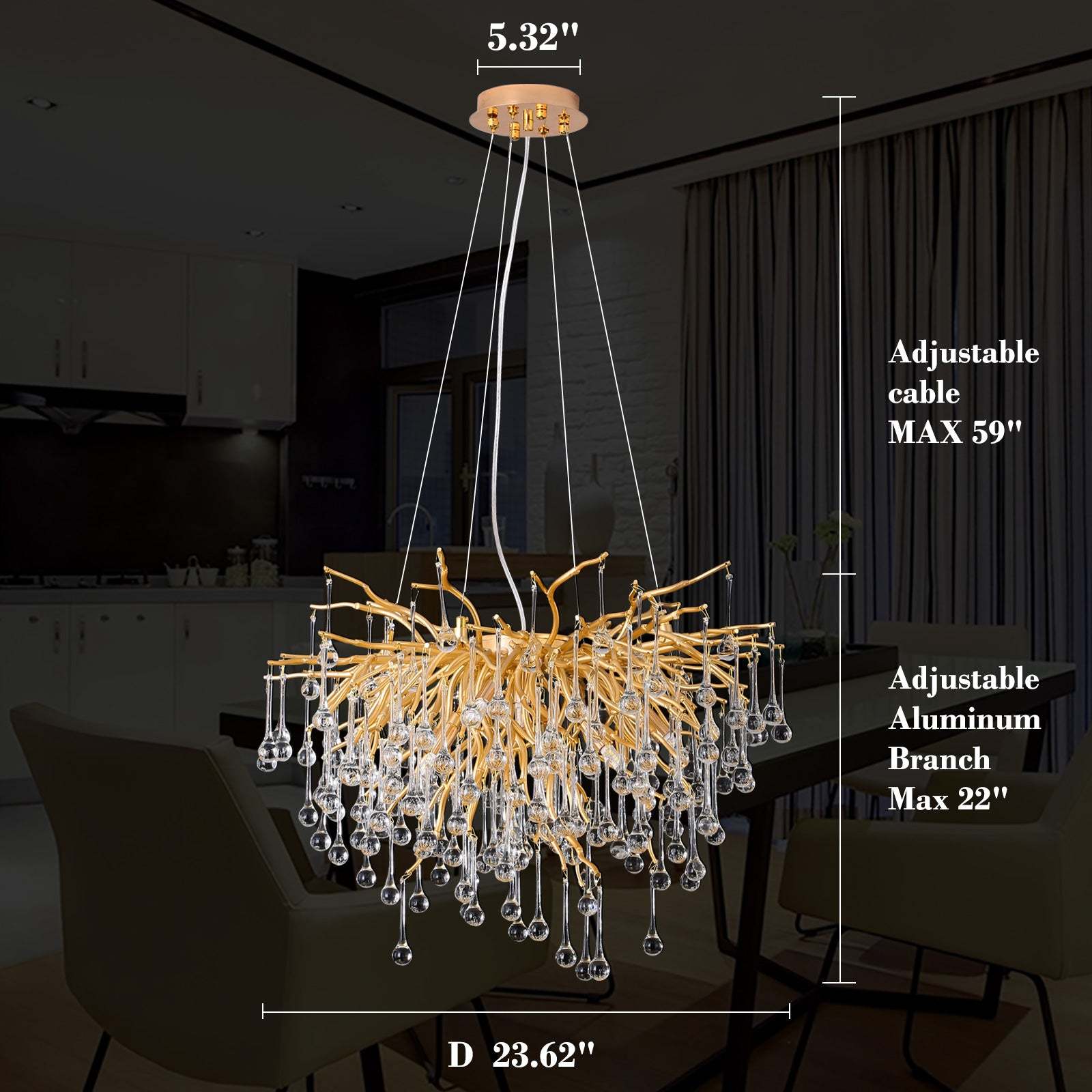 Housegent Modern Crystal Small Raindrop Chandelier