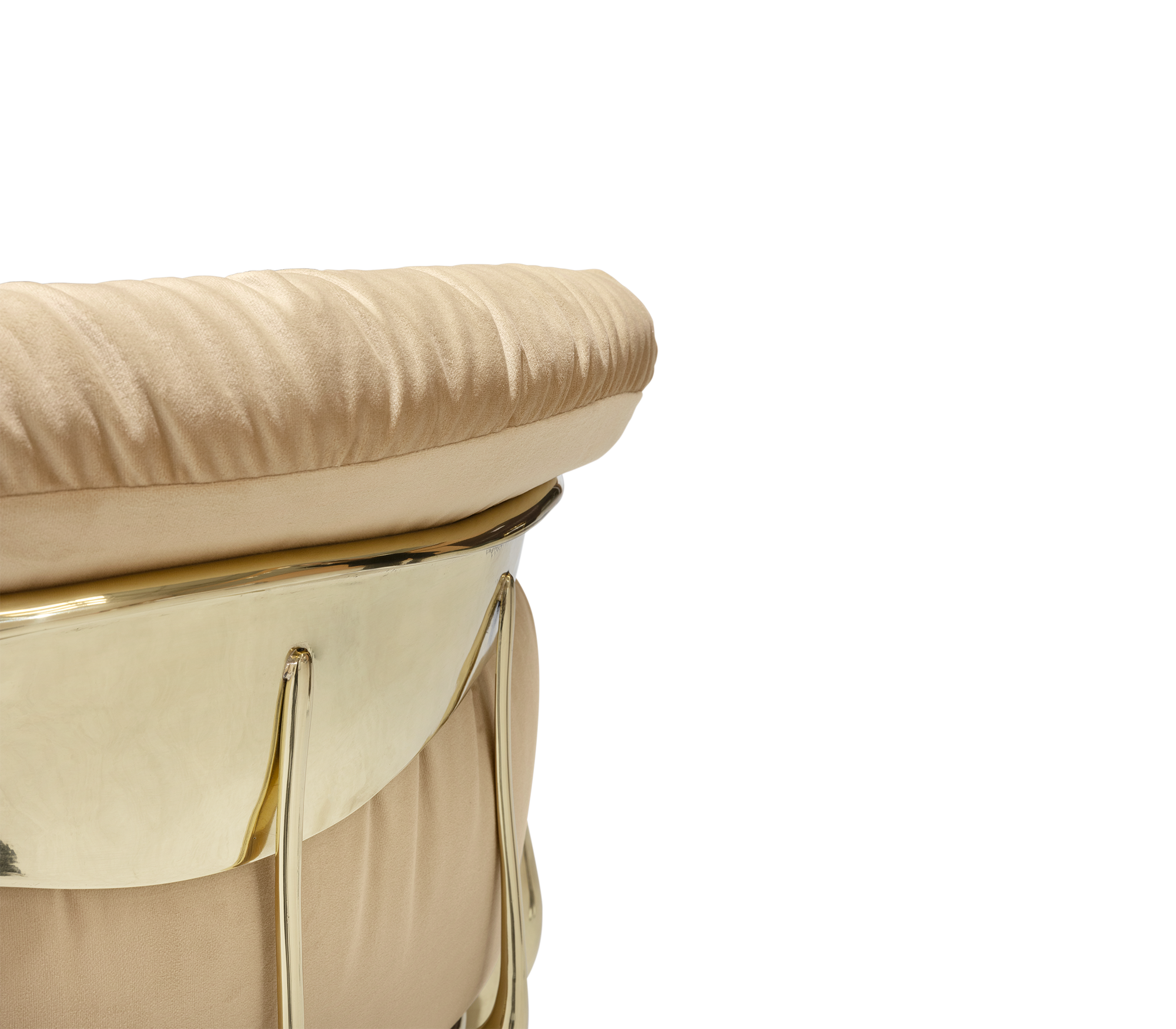Brass Fabric Gold Sculptural Form Armchair