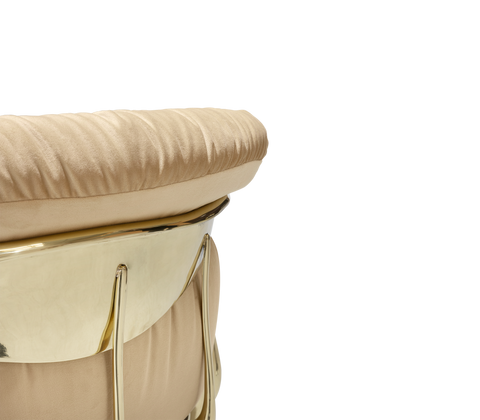 Brass Fabric Gold Sculptural Form Armchair