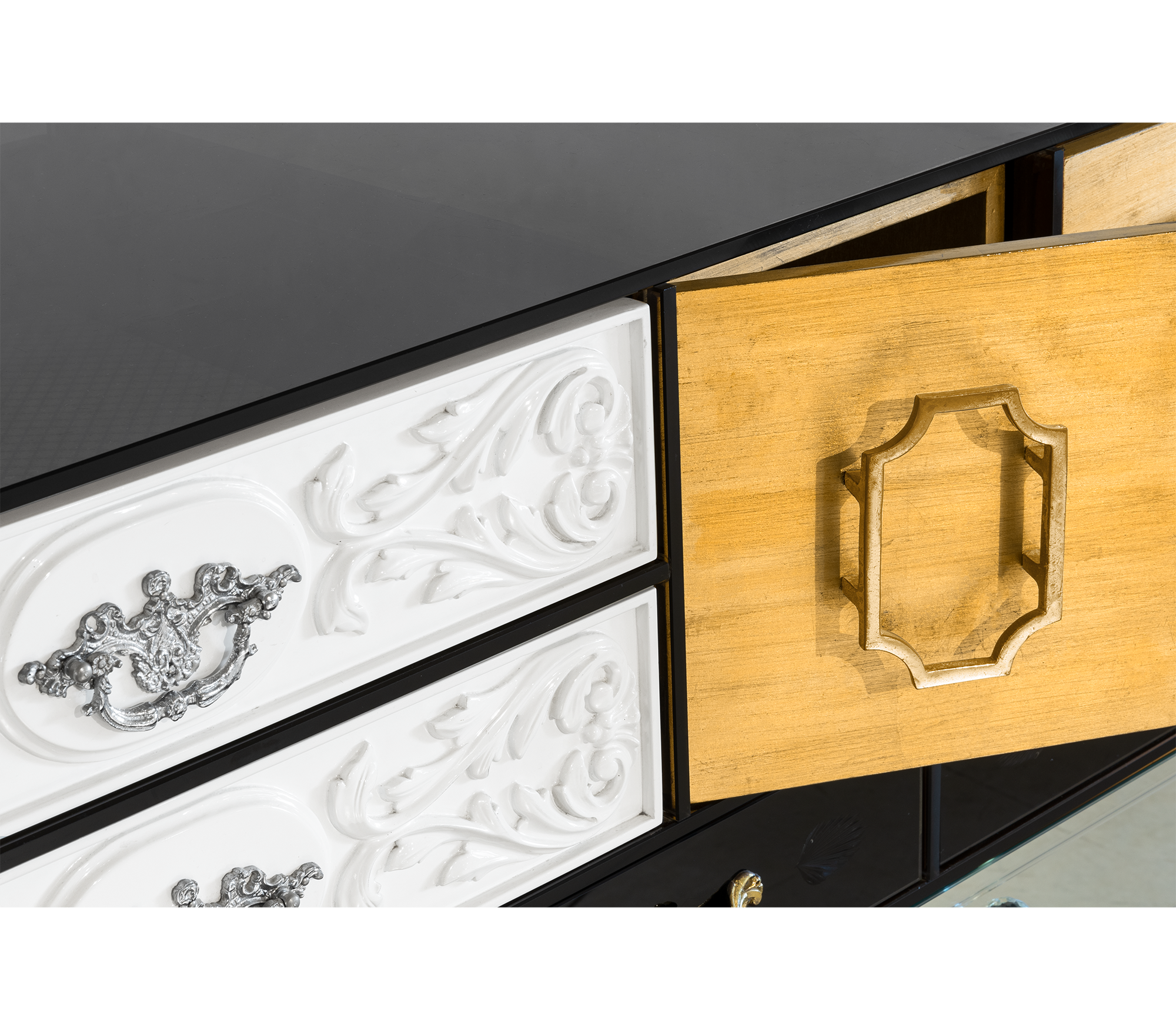 Patchwork Wood Sideboard Buffet Cabinet with Hidden Storage