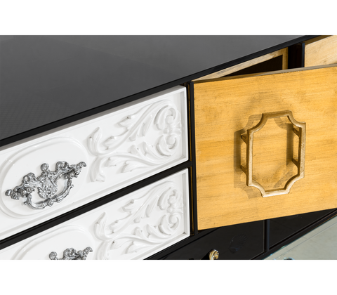 Patchwork Wood Sideboard Buffet Cabinet with Hidden Storage