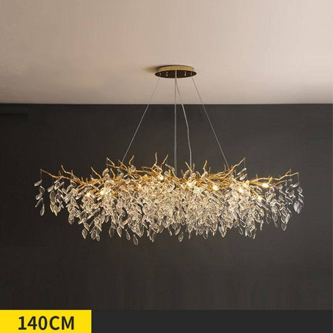 Housegent Tree Branch Chandelier Crystals on Dining Room Table