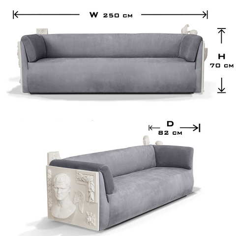 Stone Wood Sculptural Form Sofa