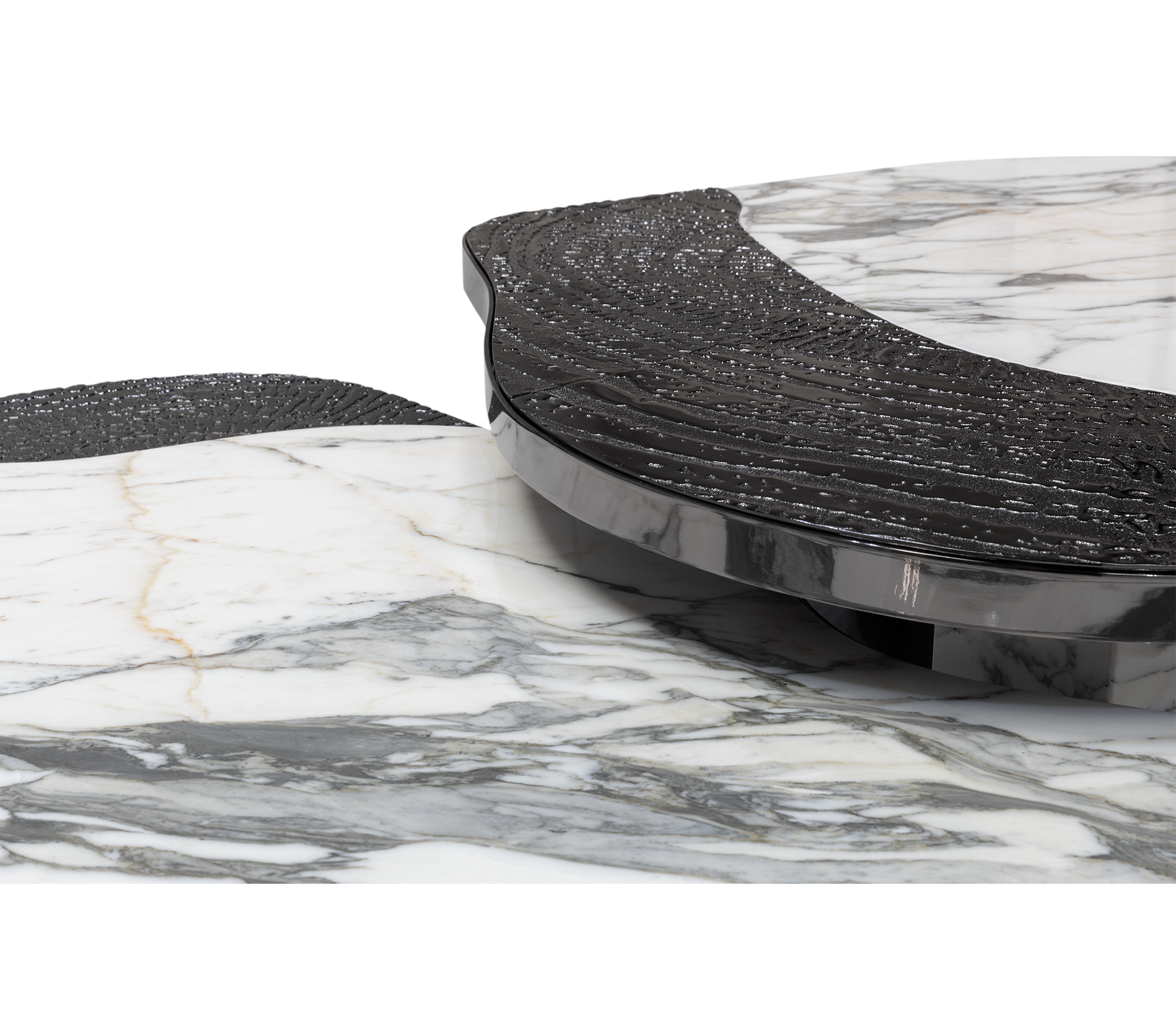 Stone Marble Black Sculptural Form Coffee Table
