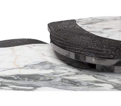 Stone Marble Black Sculptural Form Coffee Table